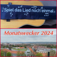 "Spiel das Lied noch einmal" und "Monatswecker"-Logo